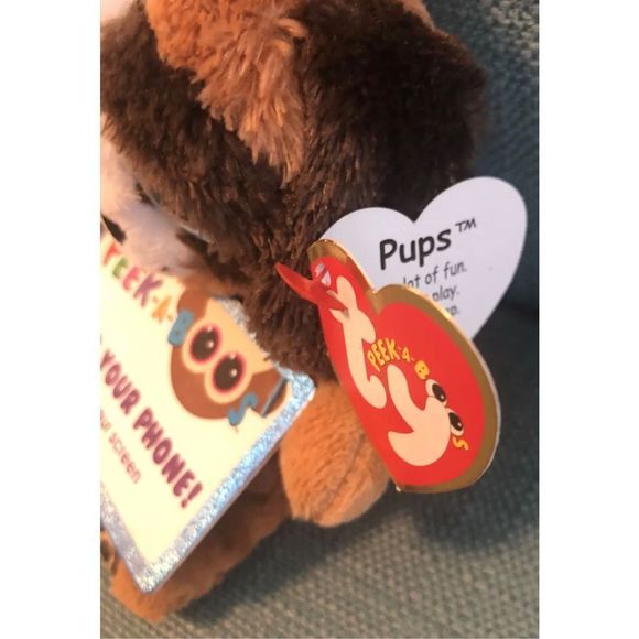 TY Beanie Boos Plush Peek-A-Boo 14" PUPS the Dog Puppy Cell Phone Holder NWT - Picture 2 of 7